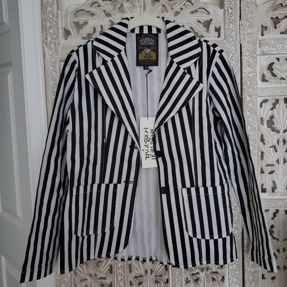 SugarHigh LoveStoned NWT M After Midnight Stripe Blazer